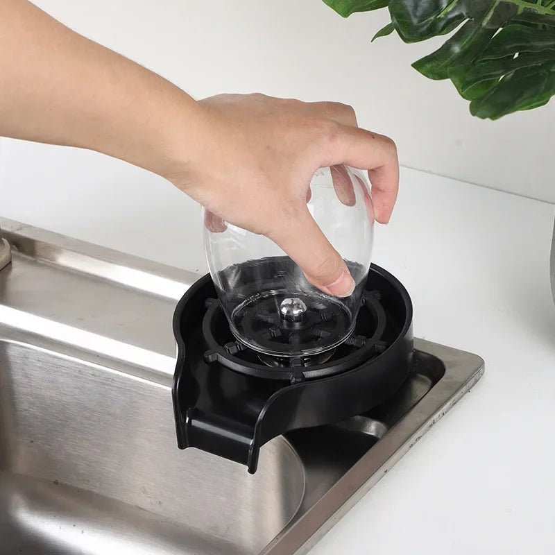 Household High Pressure Cup Washer Coffee Bar ABS Automatic Flushing Push Cup Washer Kitchen Coffee Accessories