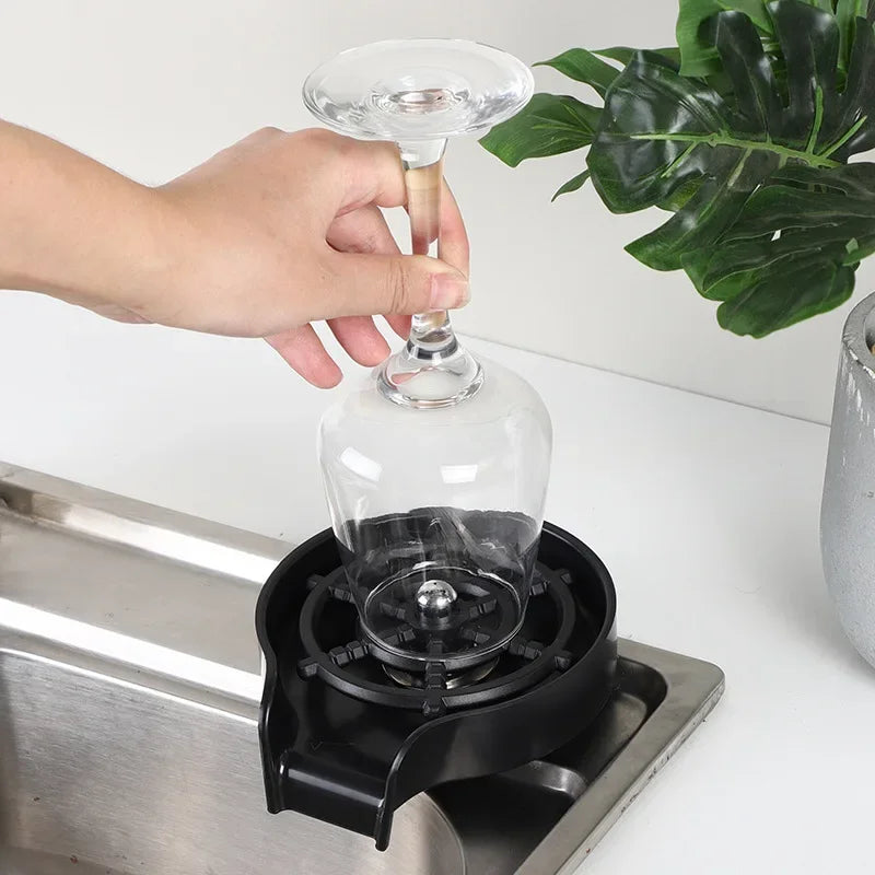 Household High Pressure Cup Washer Coffee Bar ABS Automatic Flushing Push Cup Washer Kitchen Coffee Accessories